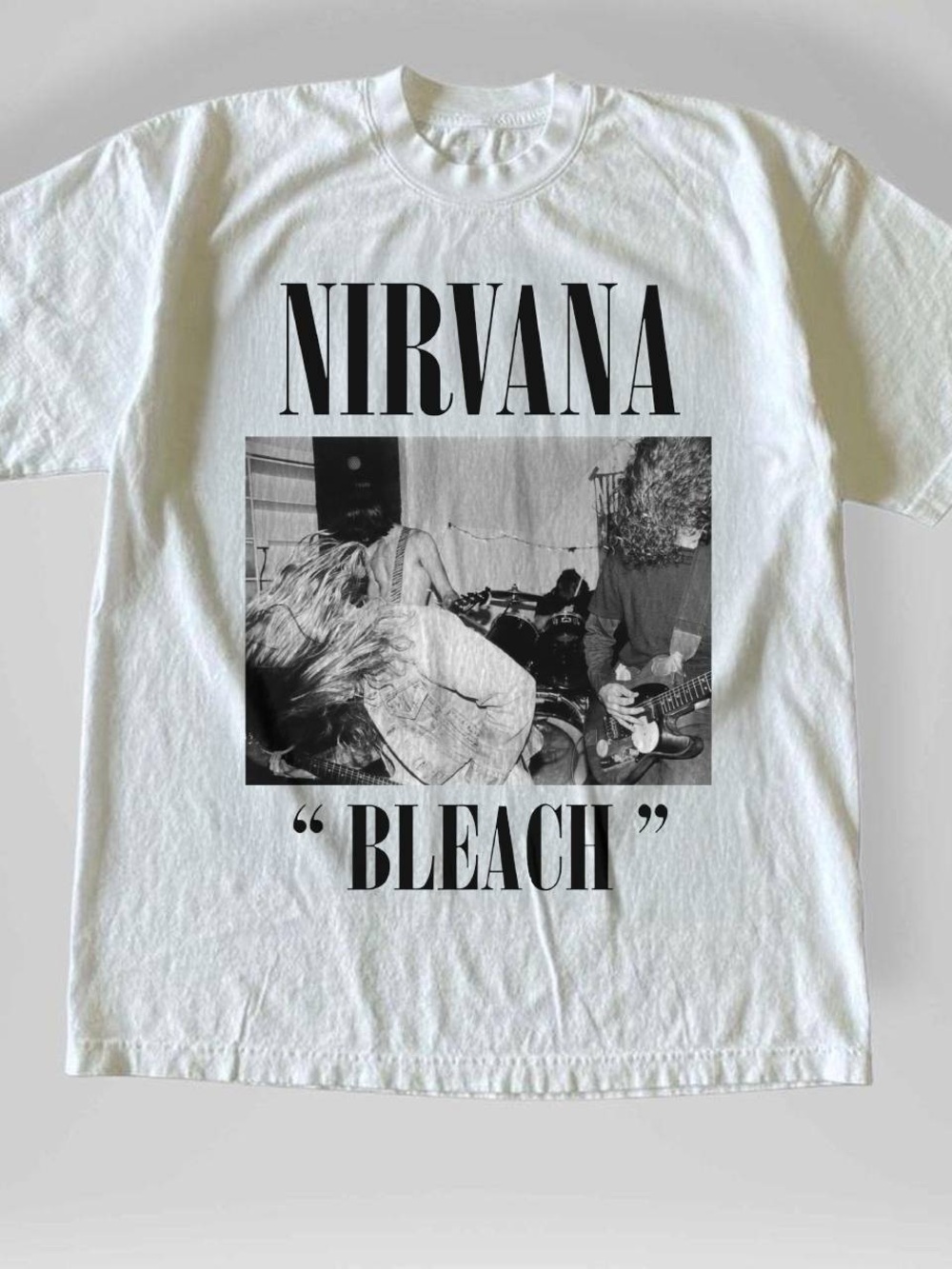 Gildan White Nirvana "Bleach" Photo Graphic Tee